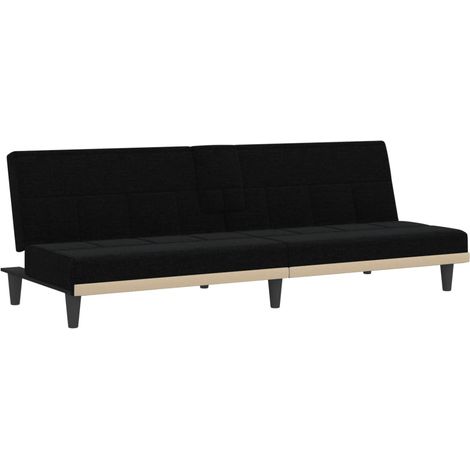 Canapé-lit avec porte-gobelets 200 x 89 x 70 cm tissu noir
