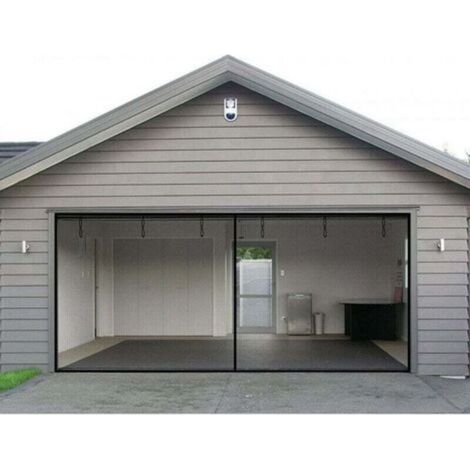 Moustiquaire Porte Garage - 1 Pièce - 4,88 x 2,13 M - Treillis Fibre de Verre - Fermeture Magnétique - Bâtons de Gravité - Pour Garage Terrasse Porche (1/4)