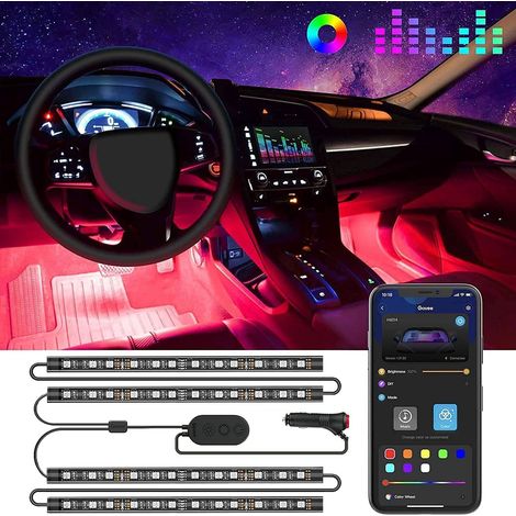 Éclairage LED intérieur intelligent RGB pour voiture, contrôle par application (modes DIY et musique), conception à 2 lignes avec chargeur allume-cigare 12 V (1/5)