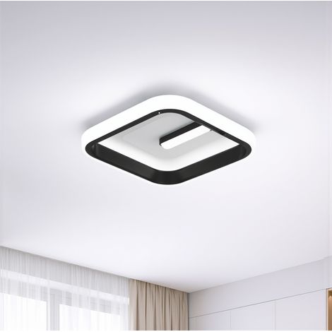 Lustre LED Victoria 19W Carree Lumiere Gradable Noir Blanc (1/5)