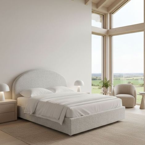 Talamo Italia Cama matrimonial Consuelo, Cama contenedor con revestimiento de tela, 100% Made in Italy, Apertura frontal, adecuado para colchón 160x190 cm, Blanco, con embalaje reforzado (1/5)