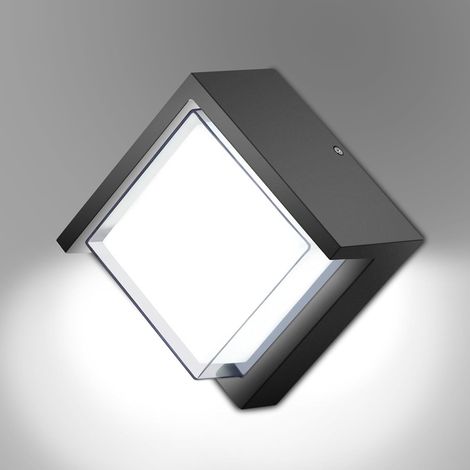 Applique Murale LED Extérieure 18W 6000K 1200LM IP65 Carrée pour Maison Escalier Terrasse Compatible Étanche Aluminium Noir Durable