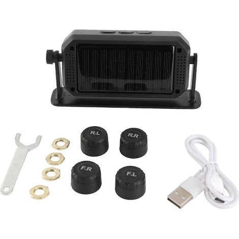 Monitor de presión de neumáticos con pantalla LCD digital solar. Sistema de monitoreo de presión de neumáticos para automóviles. (1/5)