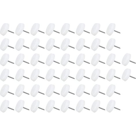 50 pièces - clous pour pieds de meubles - 20 mm - blanc - Protections de pieds de chaise - Protection de sol - plastique - Clous coulissants Protections de pieds de chaise/table (1/3)