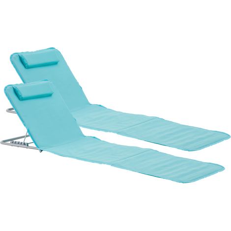 Juego de 2 esterillas de playa con respaldo reclinable 160 x 49 cm turquesa 030009730 (1/5)