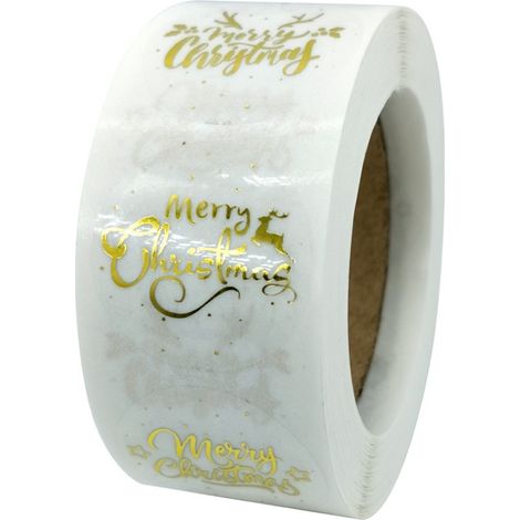 Autocollants étiquettes de Noël – lot de 500, 1 pouce, doré transparent (1/5)