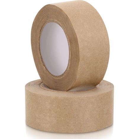Ruban Adhésif Activé par L'eau Kraft Gommé Facile à Déchirer pour Protection D'œuvres D'art, 2 Rouleaux en Adhésif Soluble, pour Peinture et Emballage (1/5)