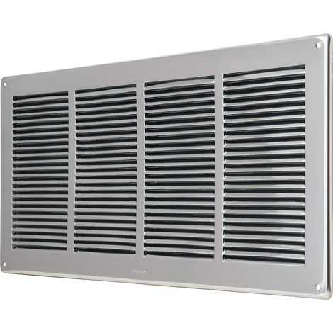 La Ventilazione GIN4424R Griglia di ventilazione rettangolare in Acciaio Inox430, da Sovrapporre, con rete antinsetti. Dimensioni 440x240 mm (1/4)