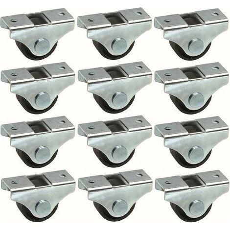 12x roulette meuble 25mm universelle mini rouleau noir pied lit casier chariot poubelle rangement table roue (1/3)