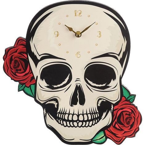 Horloge Gothique Crane et Rose