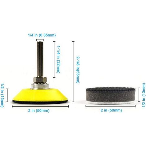 4 pads ponçage velcro - Tige 1/4 pouce - Couche mousse amortissante - Pour perceuse - Polissage doux (1/5)