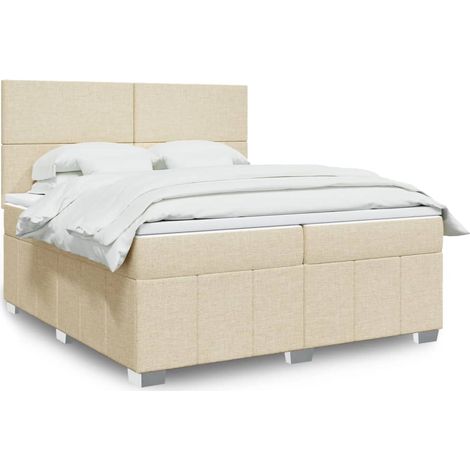 Boxspringbett mit Matratze Creme 200x200 cm Stoff