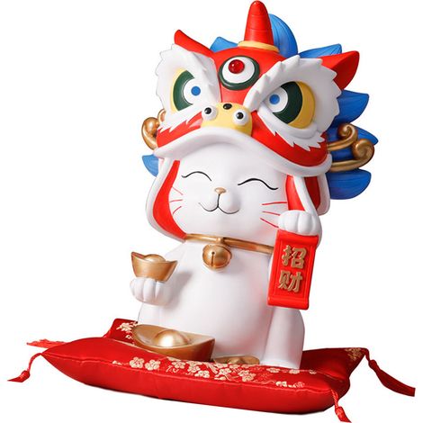 Figurine de chat porte-bonheur, tirelire chat porte-bonheur, décoration pour magasin ou bureau, blanc (1/5)