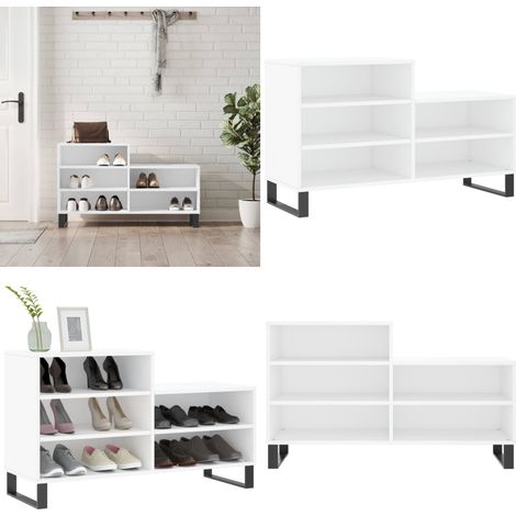 Schuhregal Weiß 102x36x60 cm Holzwerkstoff - Schuhschrank - Schuhregal - Holzwerkstoffmöbel - Garderobe - Aufbewahrungsbox - Home & Living (1/5)