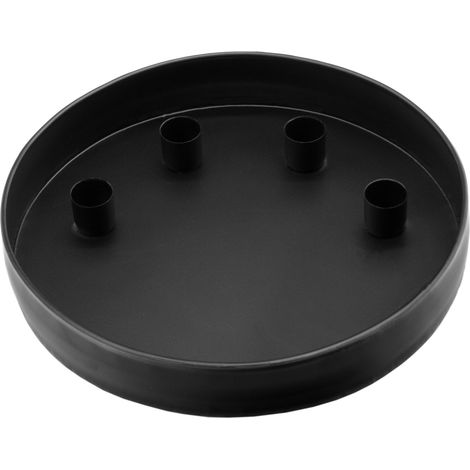 Metall Kerzentablett für 4 Stabkerzen - 26 cm - Kerzenständer rund in schwarz - Advents Leuchter Stabkerzen Ständer