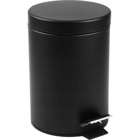 Poubelle cosmétique 10 L en acier inoxydable noir – Poubelle à pédale avec seau intérieur, hygiénique et compacte (1/5)