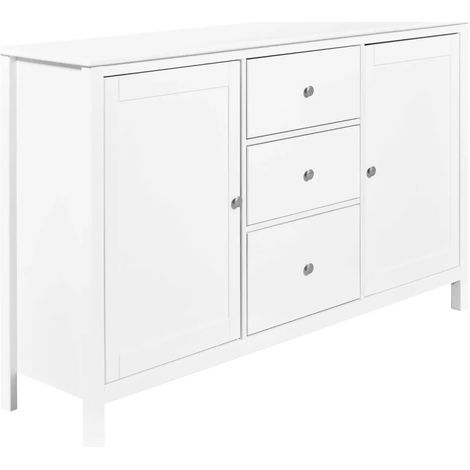 Credenza da Cucina 3 Cassetti 2 Ante in Legno Bianco Madia Moderna (1/5)