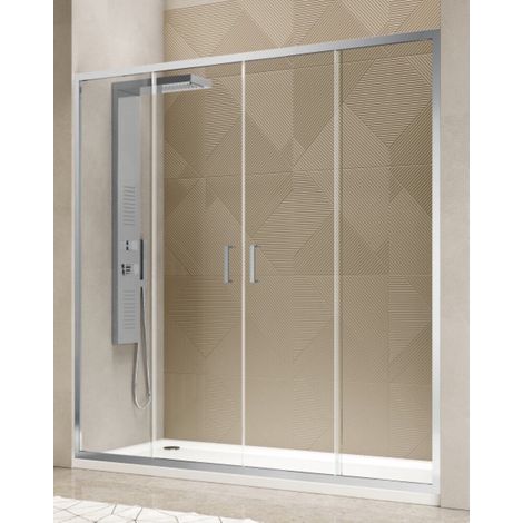 Box Doccia 180 cm Muro Muro Con Due Cristalli Fissi E Due Scorrevoli Con Apertura Nel Centro Alto 200cm Trasparente – FRASCIO
