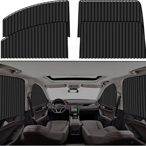4er-Set magnetische Sonnenschutzblenden für Autofenster – für mehr Privatsphäre, ideal für Babys, Haustiere, Autos, Camping und Reisen. Schwarz.