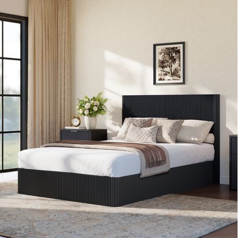 letto contenitore 140x200 sollevabile nero HAVRYA (1/5)