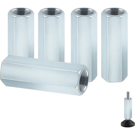 Écrou long M10 x 40 mm, écrous de raccordement, écrous à visser hexagonaux, douilles filetées, manchons d'écartement, écrous longs pour la maison, les appareils de bureau, vis de montage (1/5)