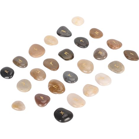 Jeu de 25 pierres runiques porte-bonheur, chasse le négatif, divination légère, cadeau maison, méditation (1/5)