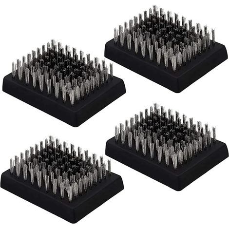 4 testine per spazzola da barbecue, testine di ricambio per spazzola da griglia, testine per la pulizia della griglia con setole metalliche, testine per la pulizia del barbecue (1/5)
