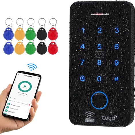 WiFi Bluetooth RFID Contrôle d'accès Clavier IP68 étanche à l'eau Empreinte Digitale Système de Contrôle d'accès Tactile Double Fréquence 125KHz / 13.56MHz WG26 + 10 Porte-clés (1/5)
