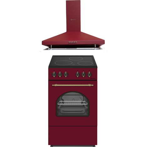 SOLTHERMIC COMBO PACK COCINA VTC ROJA RÚSTICA 50X50 + CAMPANA H60P ROJA BURDEOS