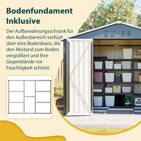 Abri de jardin métallique 240x192x191 cm avec porte coulissante et 4 aérations, rangement extérieur verrouillable pour outils (1/5)