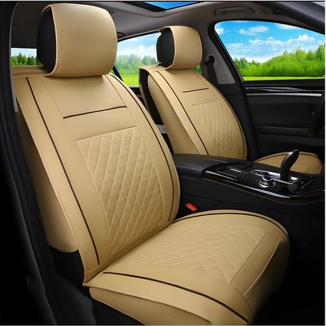 1 Pc Housse Siege Voiture Avant avec Dossier, Housse pour Voitures Sieges, Ensemble Complet Housses Voiture, Confortable Housse De Siège Avant, Tissu Respirant Et Protecteurs Siège(Beige) (1/5)