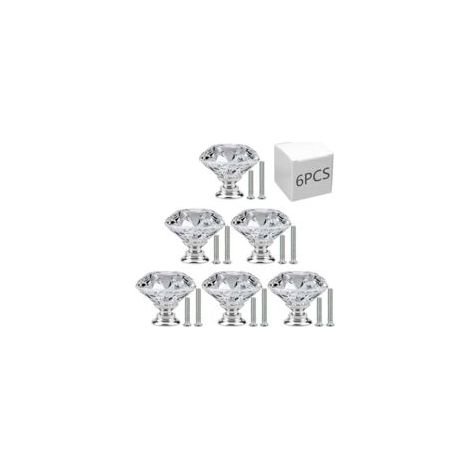 Tiradores de cristal con forma de diamante de 6 x 30 mm para cajones, muebles de cocina, baño y oficina - Crezuo