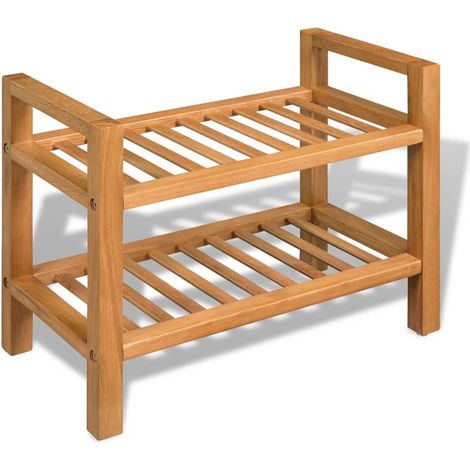 Étagère à chaussures avec 2 étagères 49,5x27x40 Chêne massif (1/5)
