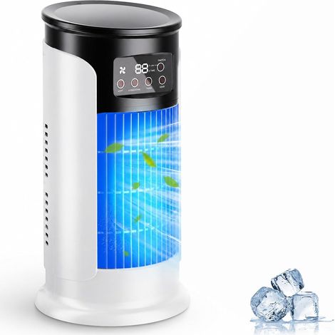Mini climatiseur portable à 6 vitesses et minuterie 6 h,humidificateur brumisateur, direction de l'air réglable à 15°, idéal pour la chambre, le bureau et le bureau (1/4)