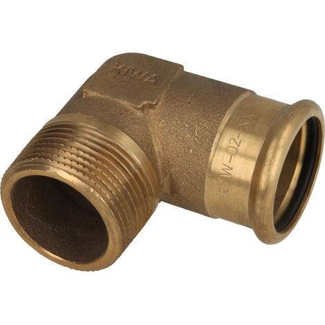 Raccord à sertir laiton rouge coude 90° 15 mm x 3/8'' FM contour M
