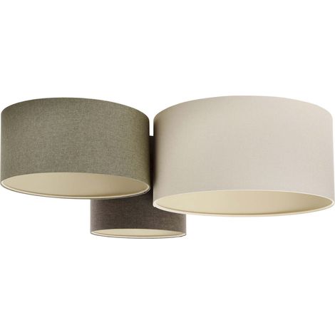 Plafonnier boho élégant en tissu crème ambiance chaleureuse - beige naturel dessous crème (1/5)