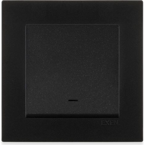 Interrupteur va-et-vient noir métallisé avec témoin lumineux – ensemble complet avec plaque – 210/14E EXEN (1/3)