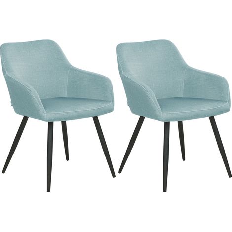 Set di 2 sedie imbottite in velluto azzurro con gambe in metallo Casmalia