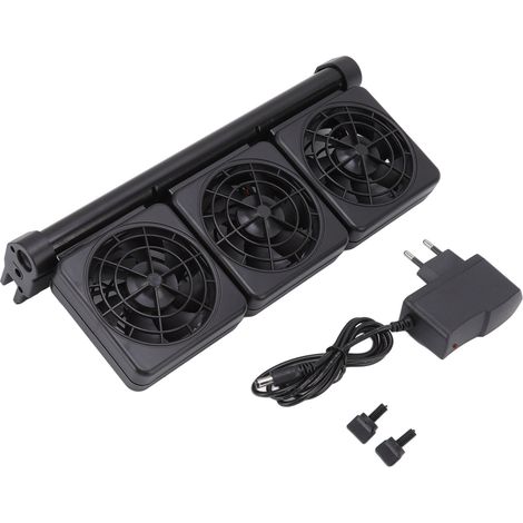 Ventilador de refrigeración para acuarios con 3 ventiladores, 2 velocidades ajustables y ángulo de 45°, ideal para estanques de gambas.