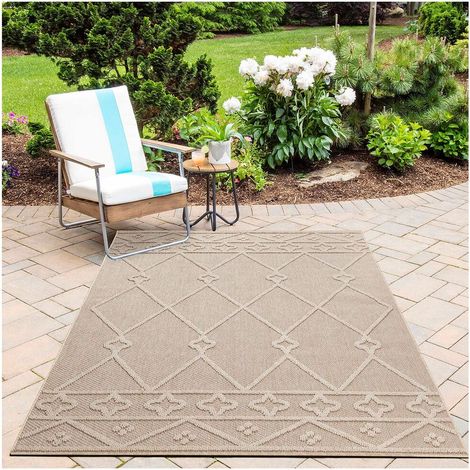 Tapis berbère intérieur et extérieur ethnique Cleo Beige 120x170 (1/5)