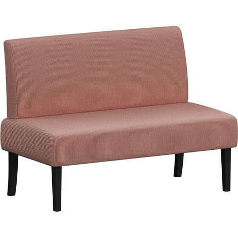 Yaheetech – Canapé 2 places en velours côtelé rose – Dossier ergonomique – Dimensions 109,5x62,5x84,5 cm – Charge max 136 kg – Pour petits espaces (1/5)