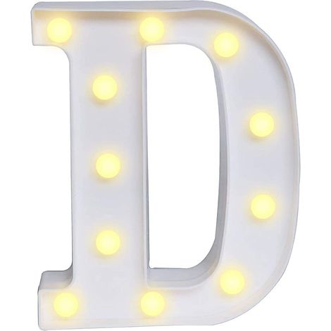 Lettere luminose a led alfabeto D luminoso per decorazione casa compleanni nozze festa bar eventi luce calda (1/5)
