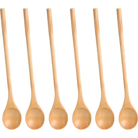 Cuillère En Bois - 20 Cm - Pour Mélanger Et Manger - Cuisine Japonaise - Lot De 6 (1/5)
