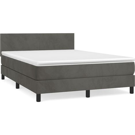 Maison Exclusive - Cama box spring con colchón terciopelo gris os (1/5)