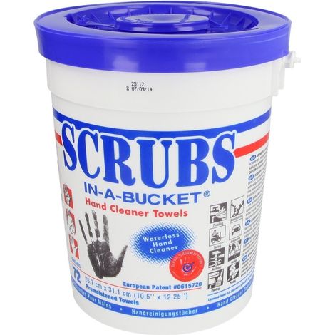 Lingettes nettoyantes pour mains SCRUBS pot de 72 serviettes