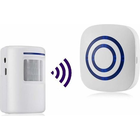 Détecteur de mouvement sans fil PIR – Portée jusqu'à 7m – 38 sonneries – Alarme anti-intrusion pour intérieur et extérieur (1/5)