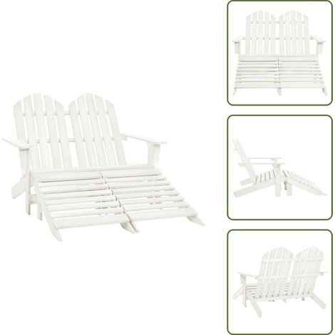 Chaise de jardin Adirondack 2 places et repose-pied sapin blanc - Chaise Adirondack - Chaise De Jardin - Mobilier De Jardin - Chaise Extérieure - Chaise En Bois (1/5)