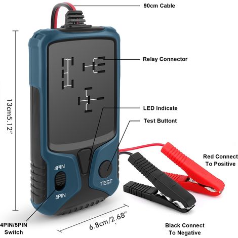 12V-Kfz-Relais-Tester, Kfz-Batterietester mit LED-Anzeige, elektronischer Relais- und Batteriespannungsprüfer (1/5)