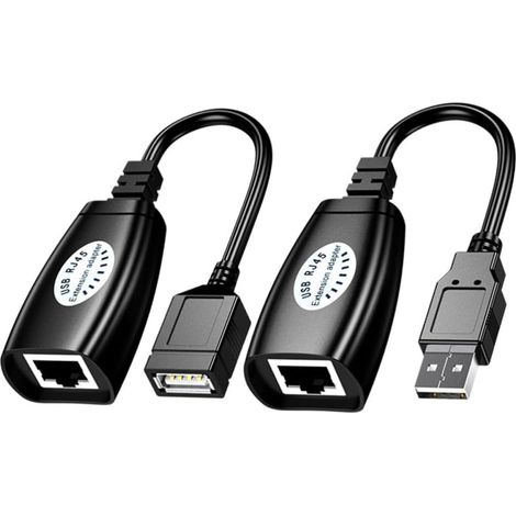 Rallonge De Câble USB Et Adaptateur Ethernet pour Ordinateur Portable Et Clé USB, Usage Domicile Et Bureau, Transmission Rapide, Léger, Plastique, Couleur Noire (1/5)