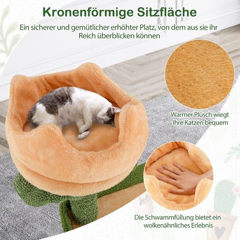 Kratzbaum kaktus 160cm katzenbaum mit katzenhohle katzenkratzbaum spielbaum holz